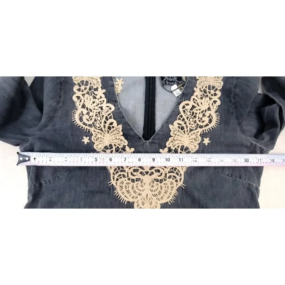 Johnny Was Jade Neema Embroidered Tunic Dress XS Boho Lace